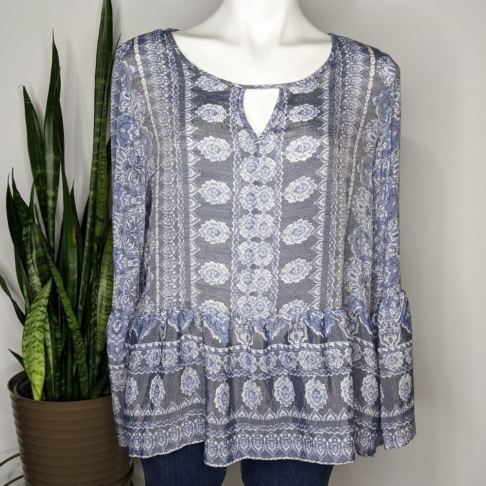 ✨3/$15 Como Vintage blue blouse M